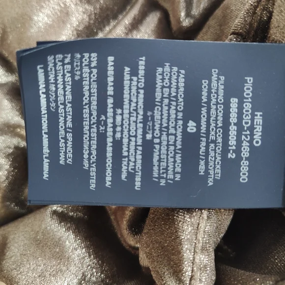 Herno Down/ Feather Fill, Ladies  Shimmering Tan/Silver Puffer Jacket/ Size 40. - Picture 6 of 17